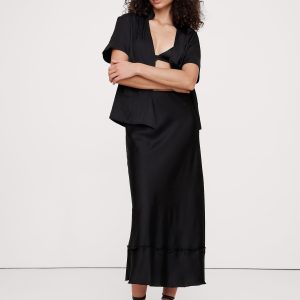 Satin Long Midi Skirt