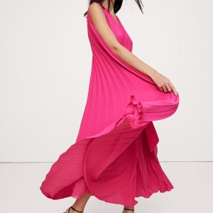 Pleated Cape Maxi Dress