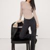 Ribbed Curved-Hem T-Shirt